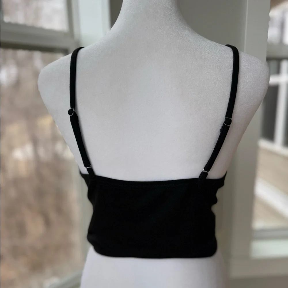 SHEIN Black Silver Bead Chain Corset Going Out Top Adjustable Spaghetti Straps L